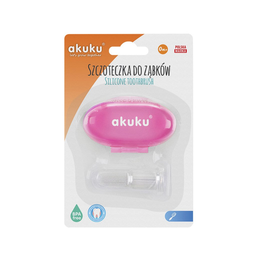 Eerste tandenborstel met etui Akuku roze