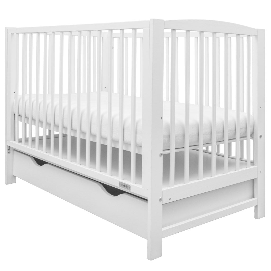 New Baby LILLY ledikant 120x60 met lade en neerklapbare zijkant – wit – afbeelding 3