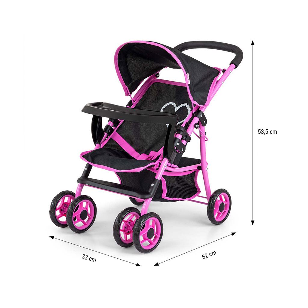 Milly Mally Kate Prestige zwarte sport-poppenwagen