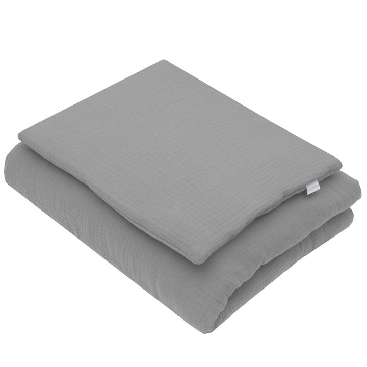 Mousselineset met vulling New Baby 80x70 cm grijs