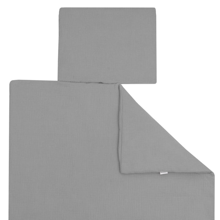 Mousselineset met vulling New Baby 80x70 cm grijs