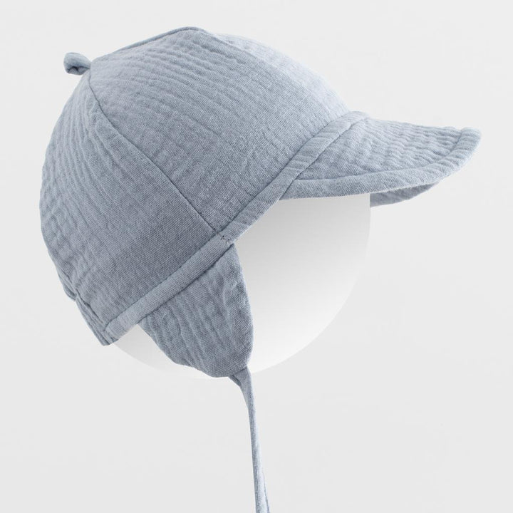 Mousseline zomerpetje met klep New Baby denim