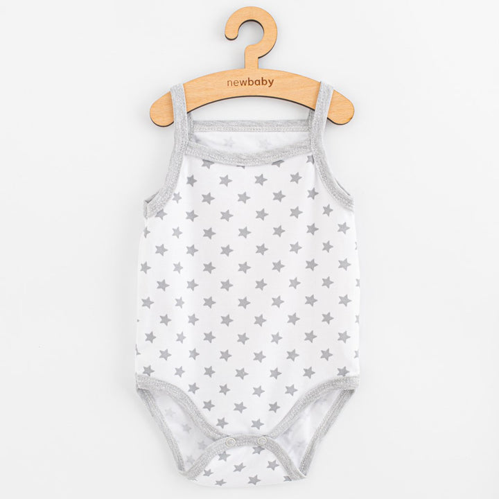 Mouwloze baby body New Baby Classic II grijs sterren meisje
