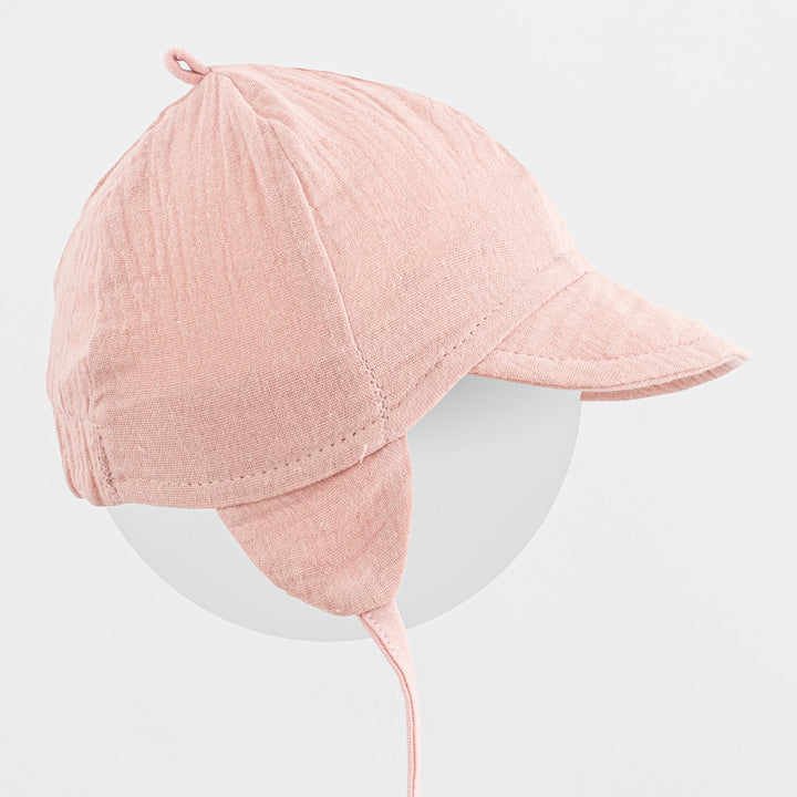 Mousseline zomerpetje met klep New Baby roze
