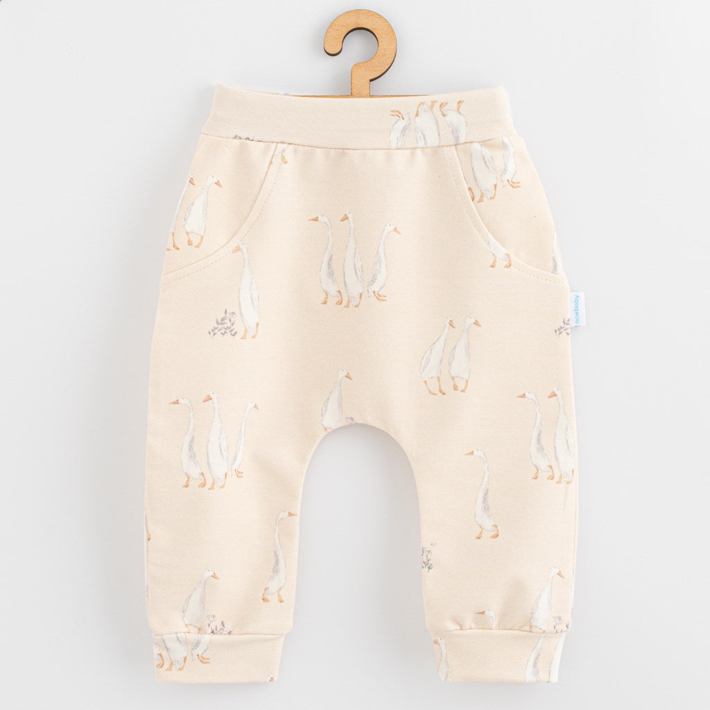 New Baby The Best Blue katoenen babyjoggingbroek Gans