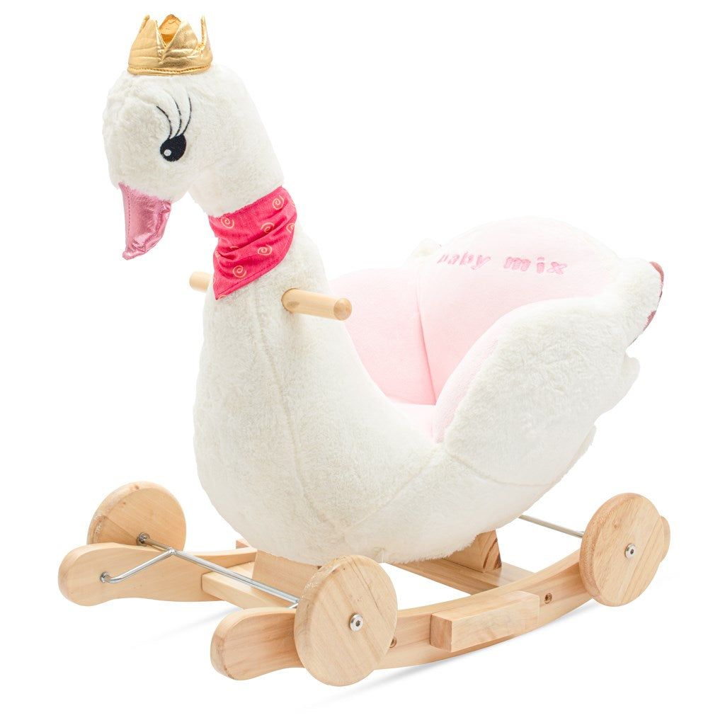 Schommelspeelgoed met wielen en melodie Baby Mix Zwaan, wit