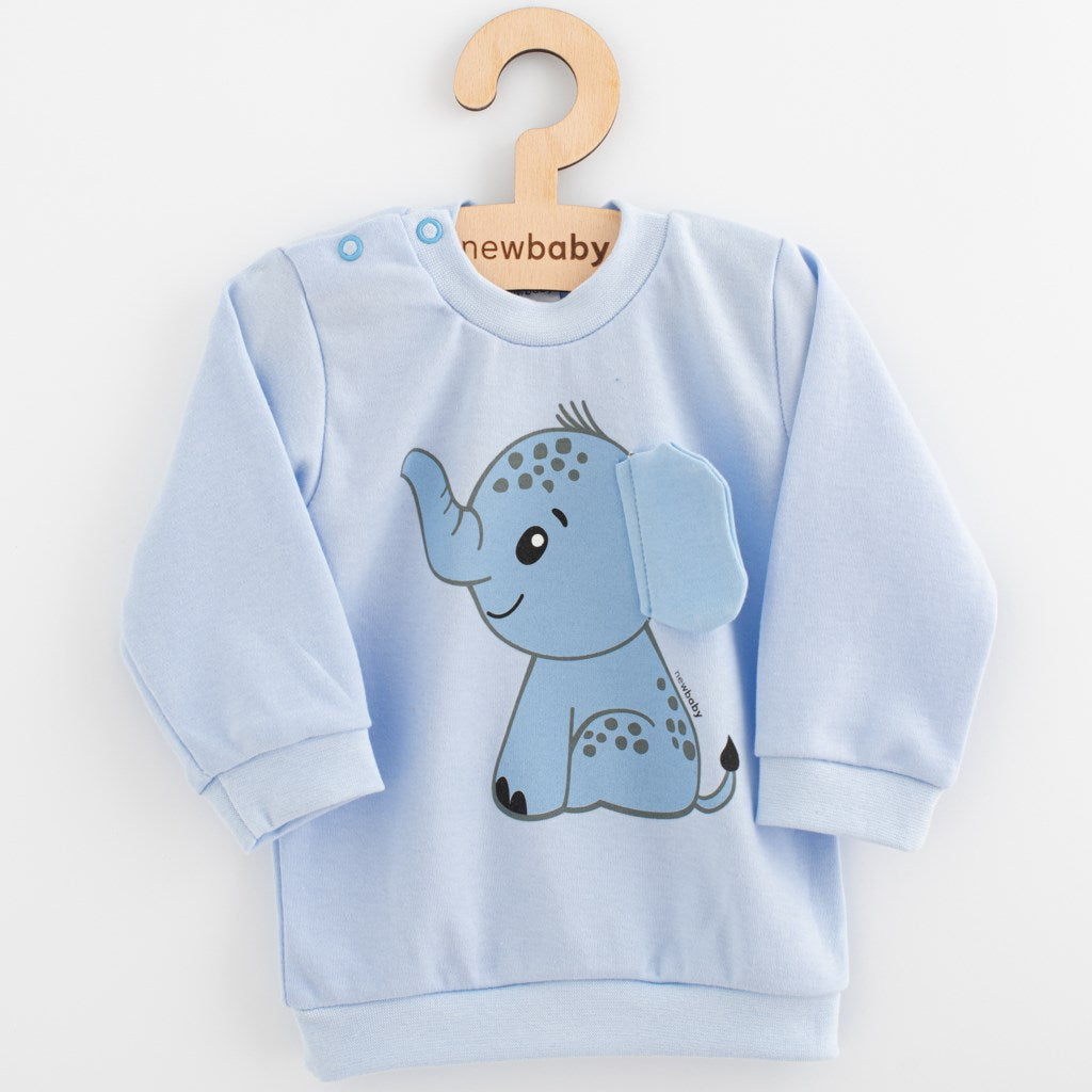 Babyset T-shirt en joggingbroek New Baby Happy Elephant blauw