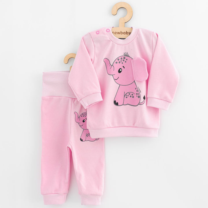 Babyset T-shirt en joggingbroek New Baby Happy Elephant roze