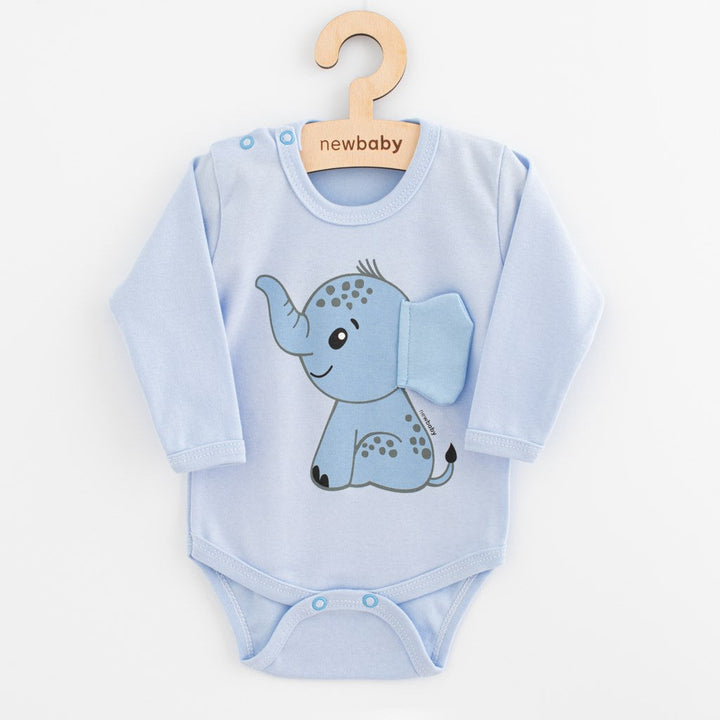 Babyromper met lange mouwen New Baby Happy Elephant blauw