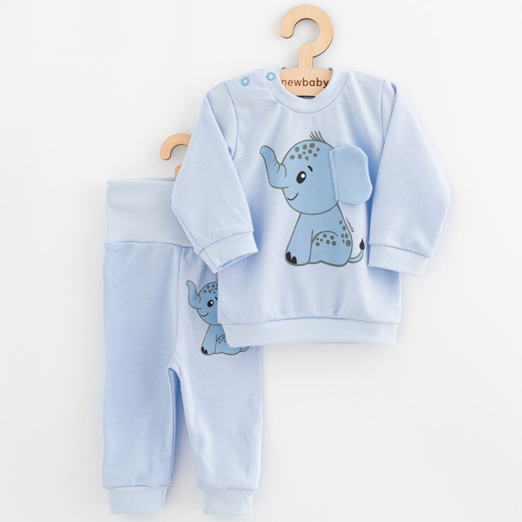 Babyset T-shirt en joggingbroek New Baby Happy Elephant blauw
