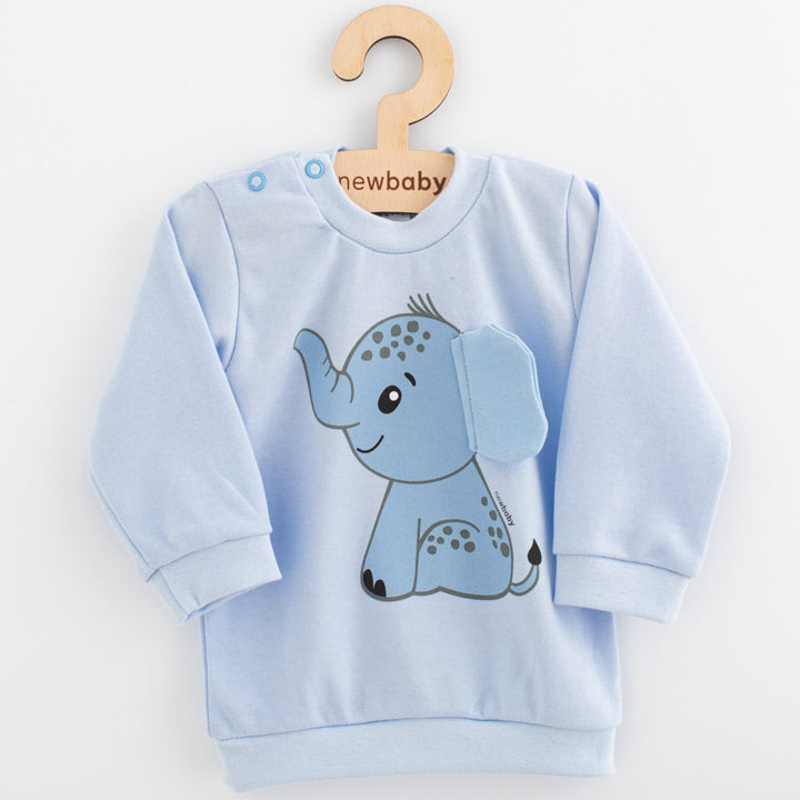 Babyset T-shirt en joggingbroek New Baby Happy Elephant blauw