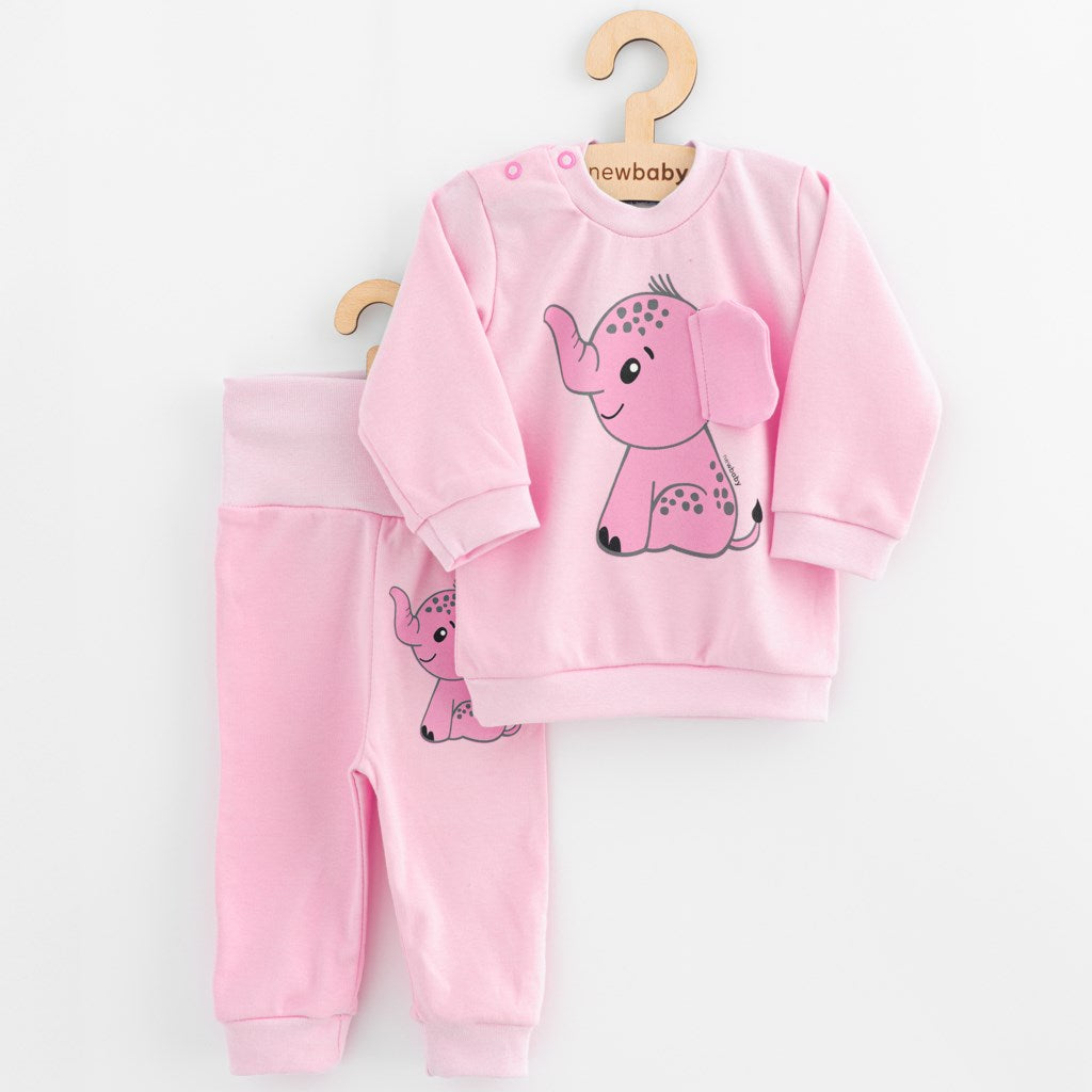 Babyset T-shirt en joggingbroek New Baby Happy Elephant roze