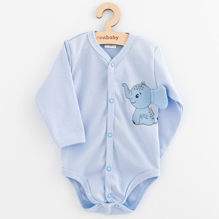 Babyromper met lange mouwen New Baby Happy Elephant blauw