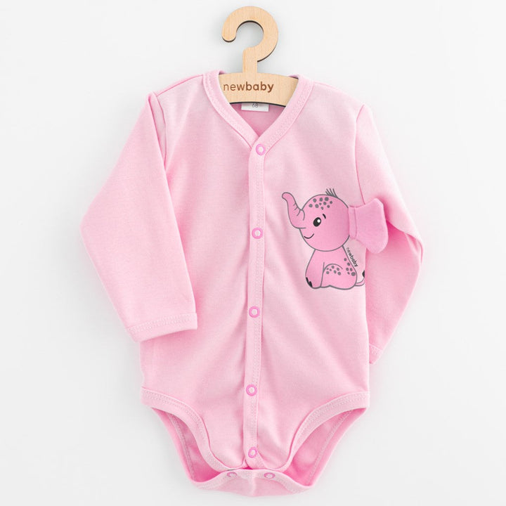 Babyromper met lange mouwen New Baby Happy Elephant roze