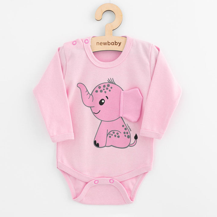Babyromper met lange mouwen New Baby Happy Elephant roze