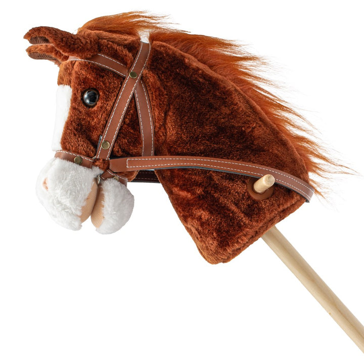 Stokpaard met geluid en wielen Bruno Baby Mix bruin