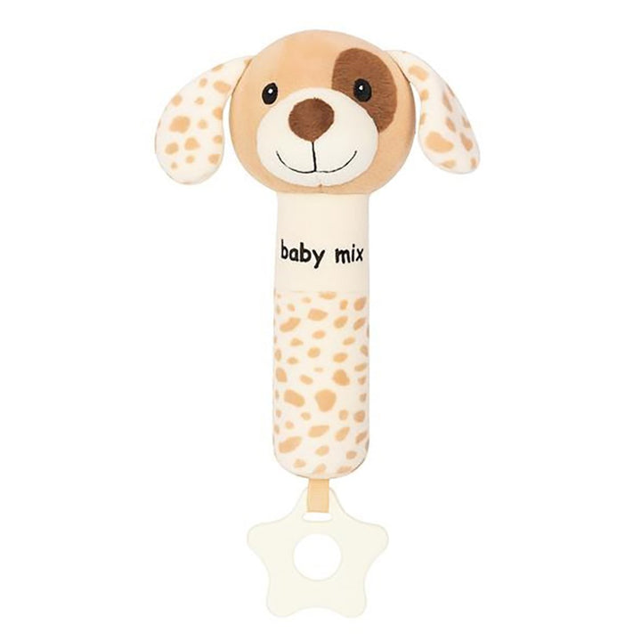 Baby Mix pluche rammelaar met piepgeluid – Bruine Puppy