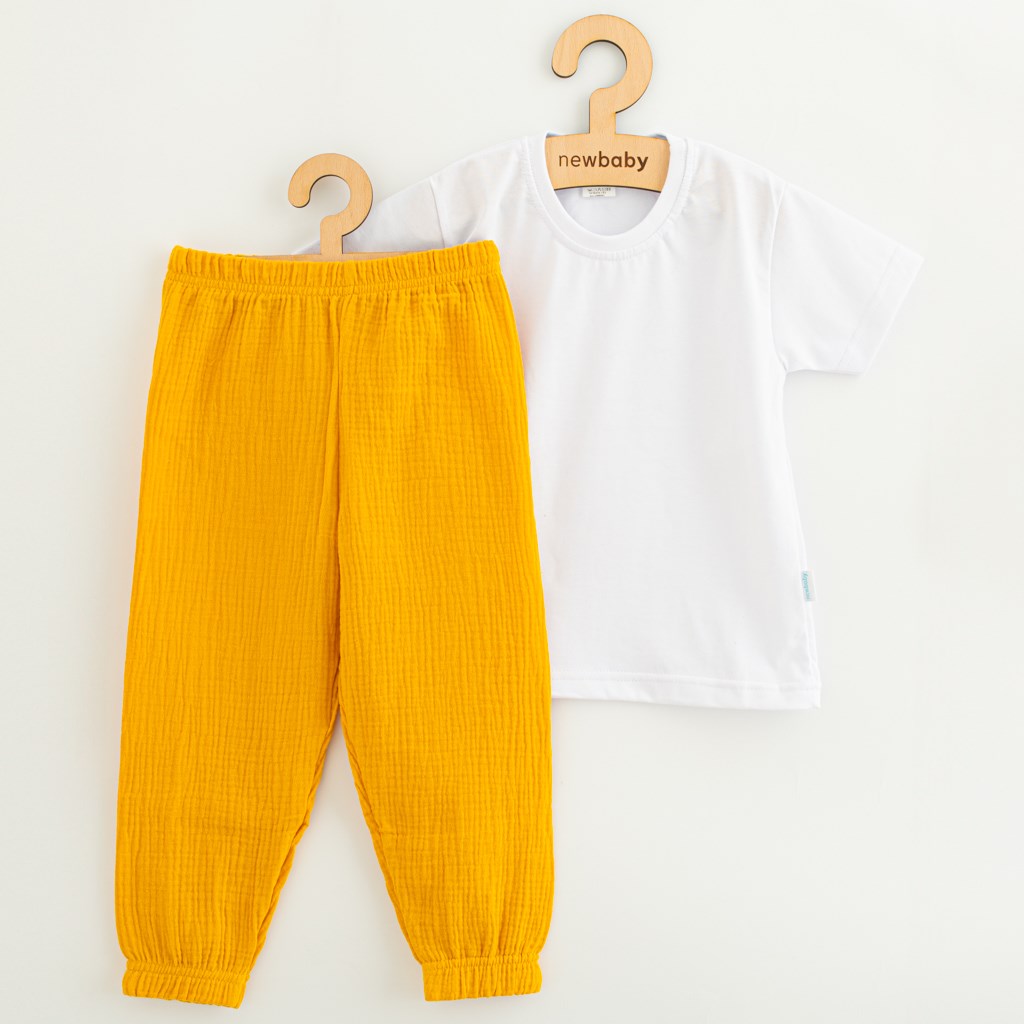 Katoenen T-shirt en mousseline broek set New Baby Kindergarten toffee