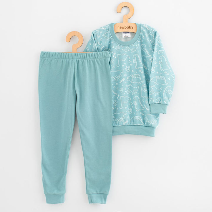 Katoenen kinderpyjama New Baby ijsblauw dino