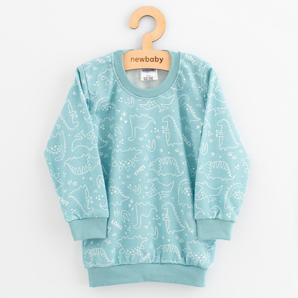 Katoenen kinderpyjama New Baby ijsblauw dino
