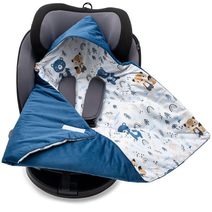 Gevoerde inbakerdeken voor autostoeltje New Baby blauw