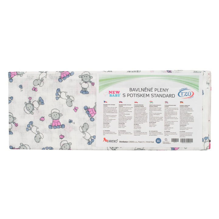 Katoenen luiers met print NEW BABY 60x80 cm STANDARD 10 st.