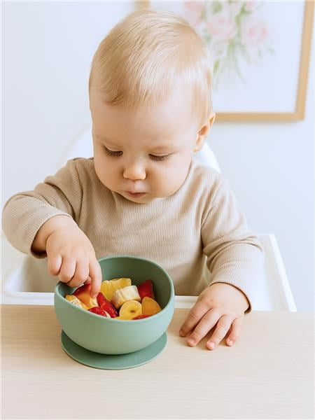 Siliconen babykom met zuignap New Baby groen