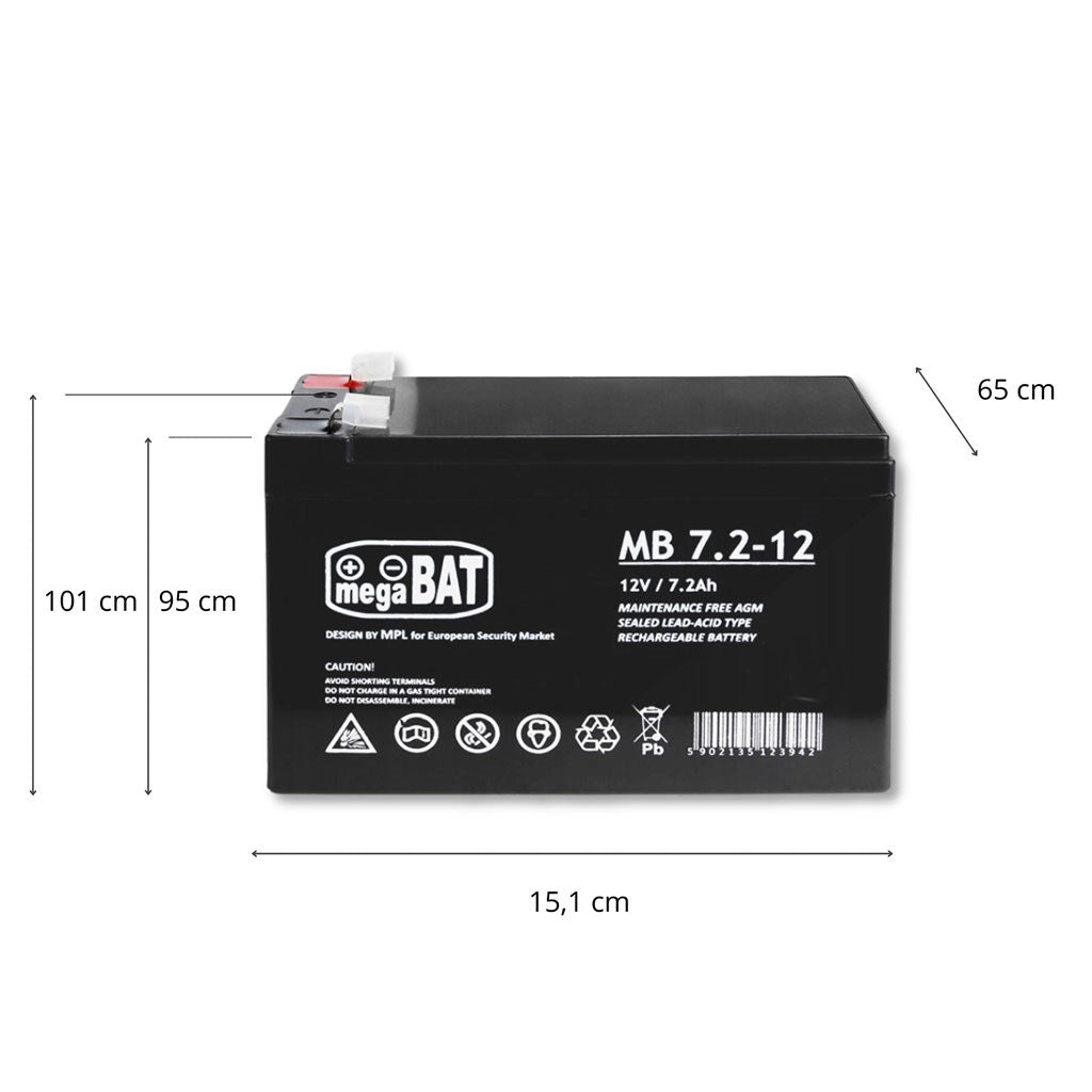 Gelaccu VRLA MB 7,2-12 MB 7.2-12 onderhoudsvrij