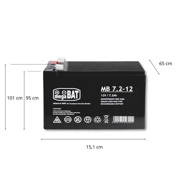 Gelaccu VRLA MB 7,2-12 MB 7.2-12 onderhoudsvrij