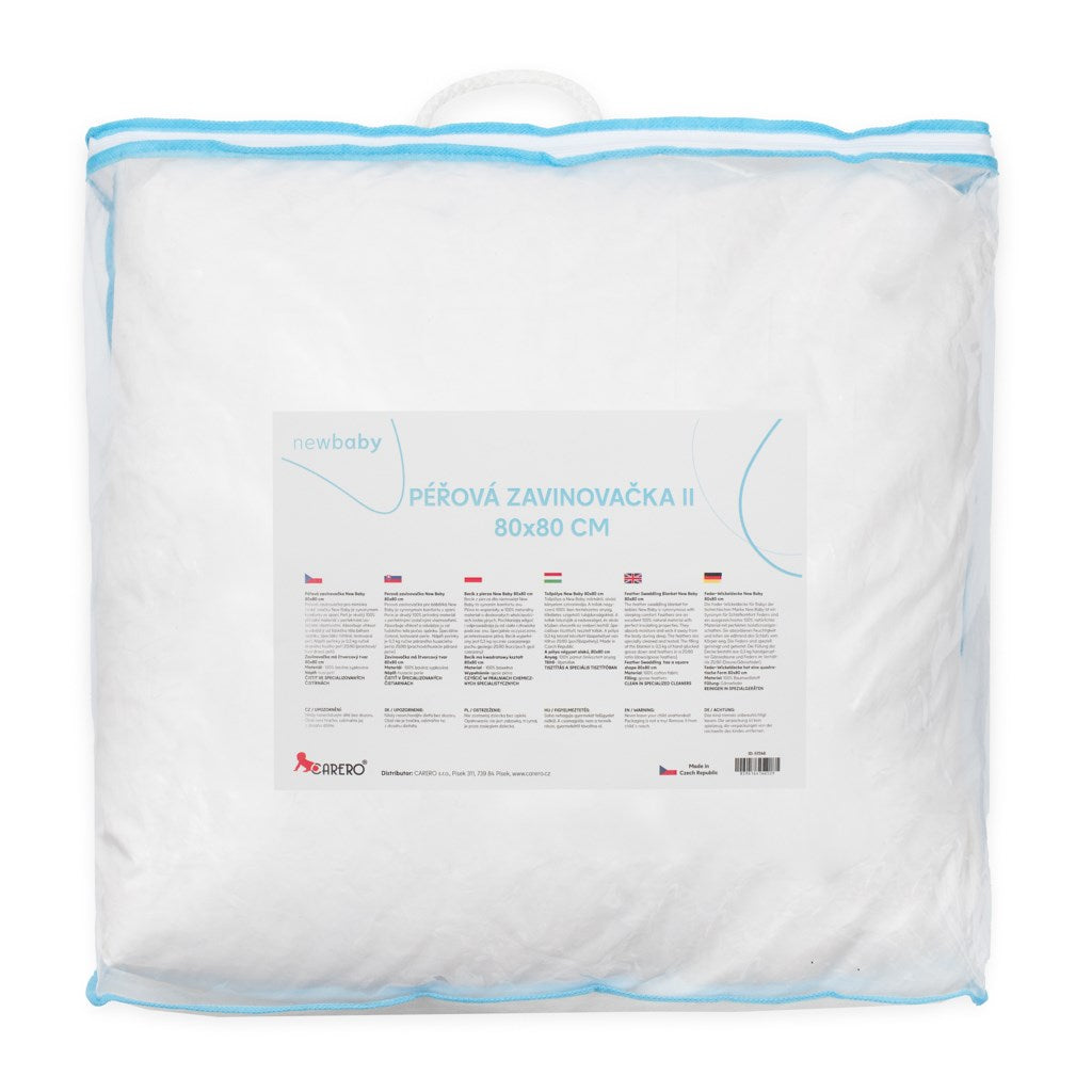 Luxe met veren gevulde inbakerdeken New Baby - verenvulling 80x80 cm