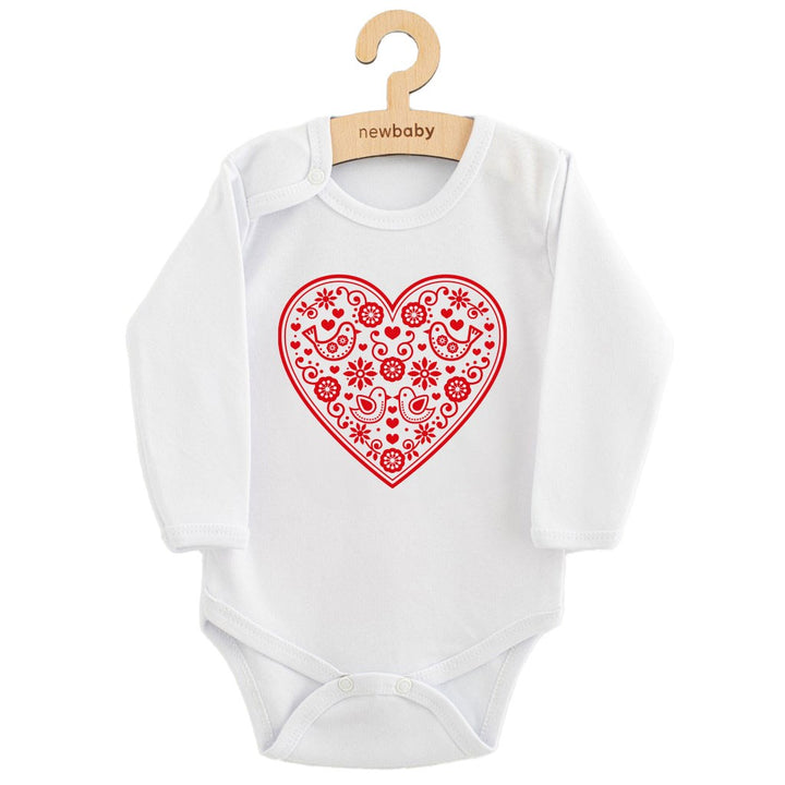 Babyromper met print New Baby Folk Pattern Rood Hart