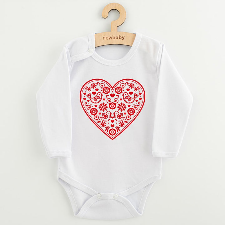 Babyromper met print New Baby Folk Pattern Rood Hart