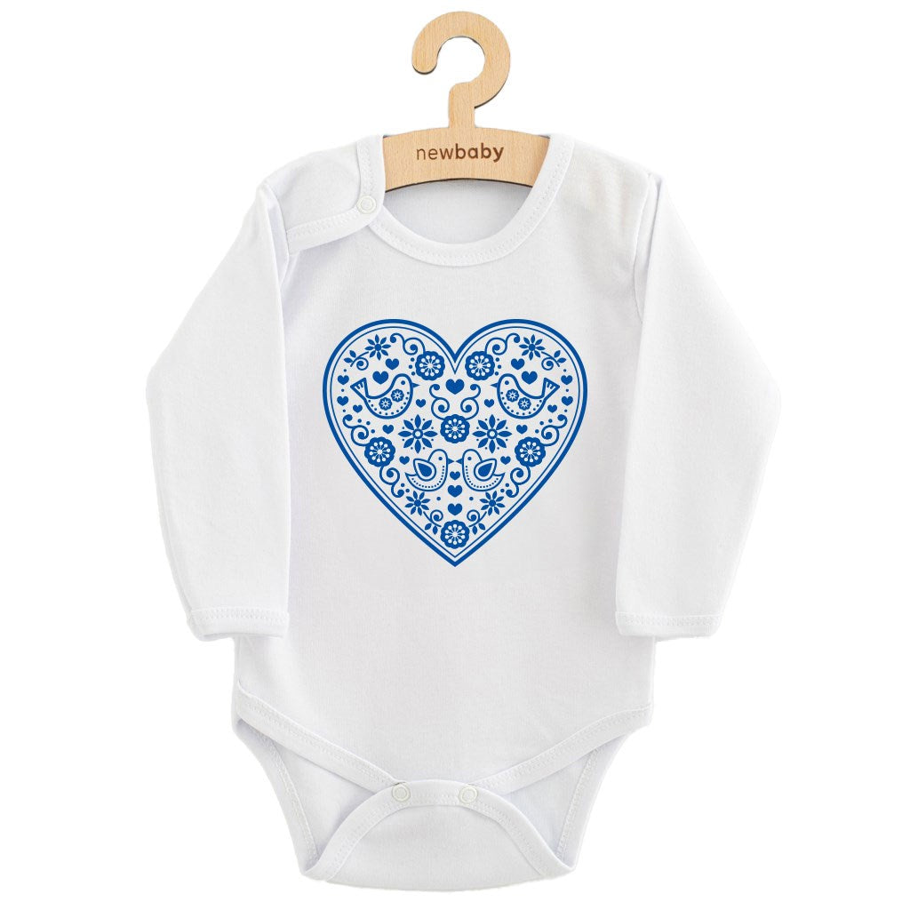 Babyromper met print New Baby Folk Pattern Blauw Hart