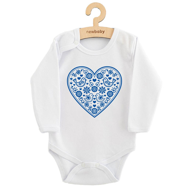 Babyromper met print New Baby Folk Pattern Blauw Hart