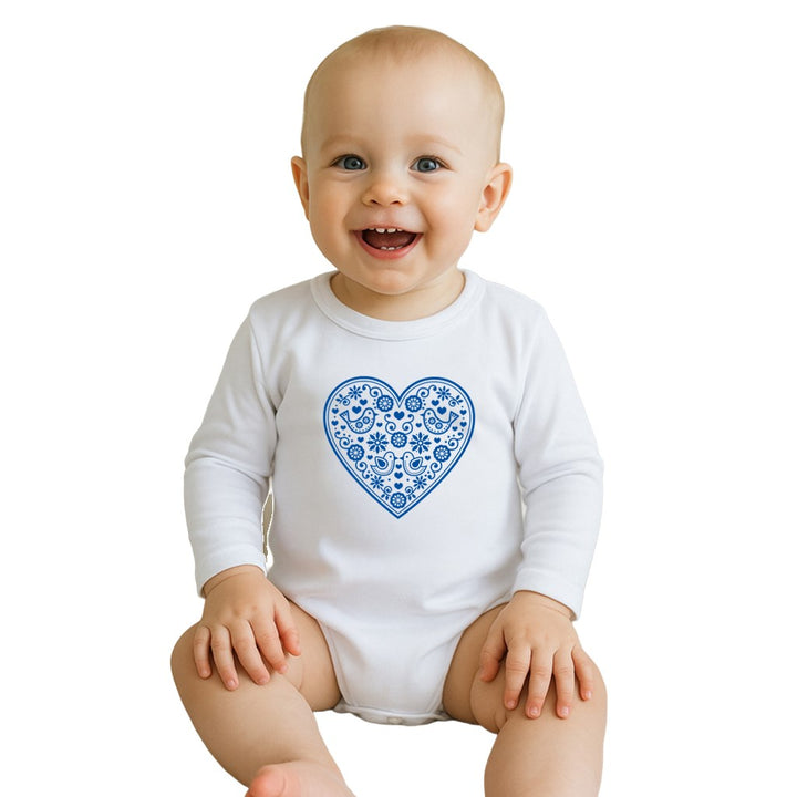 Babyromper met print New Baby Folk Pattern Blauw Hart