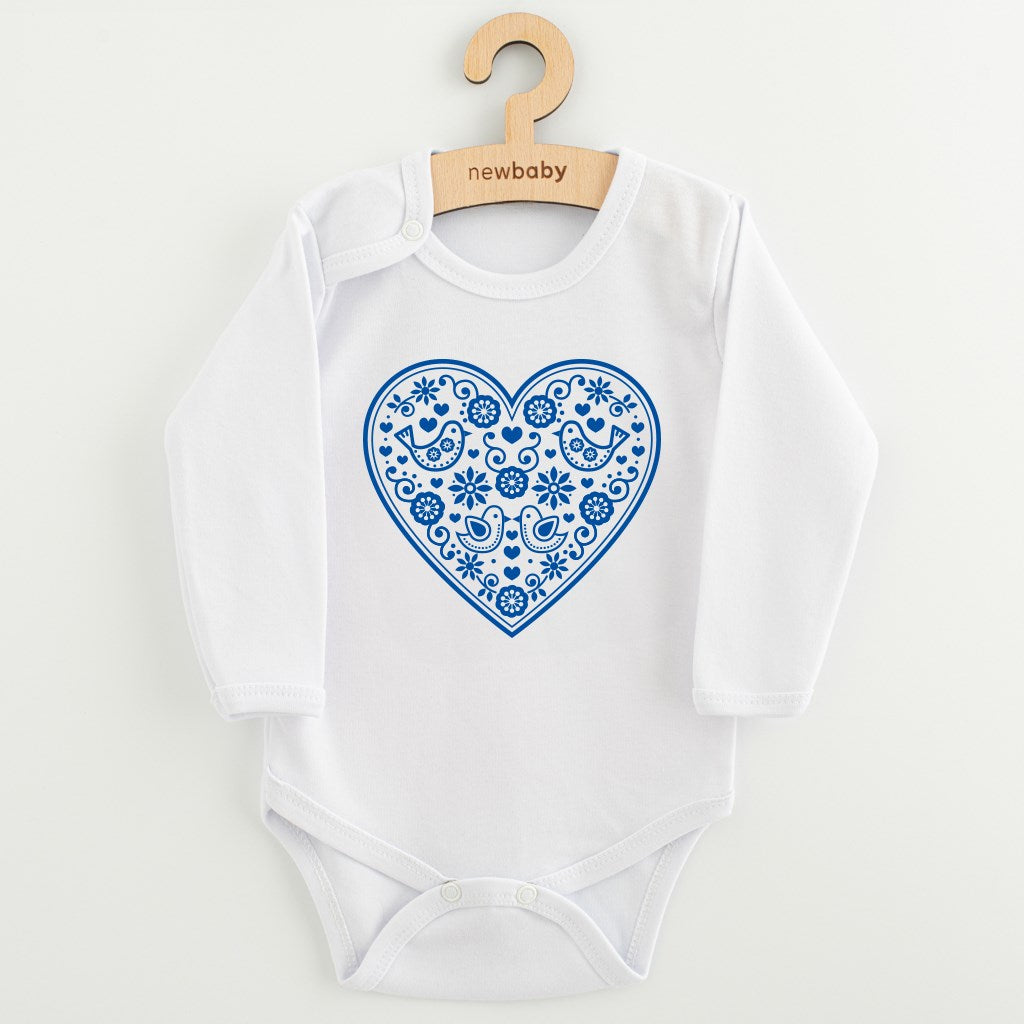 Babyromper met print New Baby Folk Pattern Blauw Hart