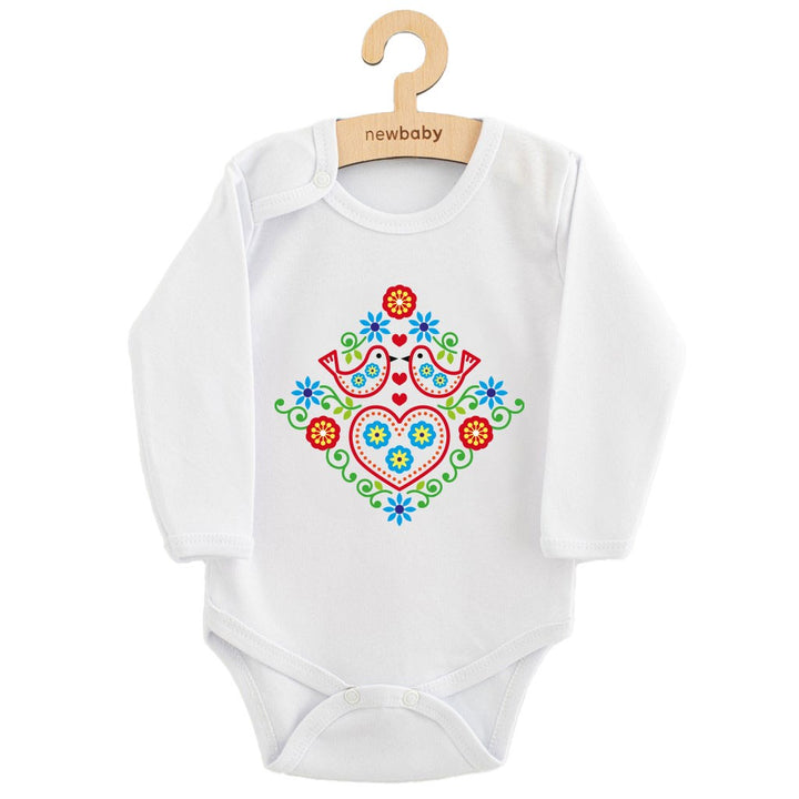 Babyromper met print New Baby Folk Pattern vogels