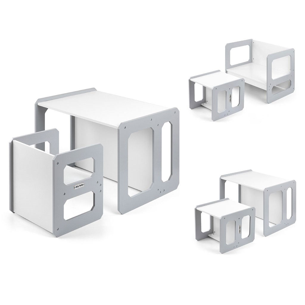 Milly Mally Stella 3-in-1 meubelset - tafel en stoel grijs