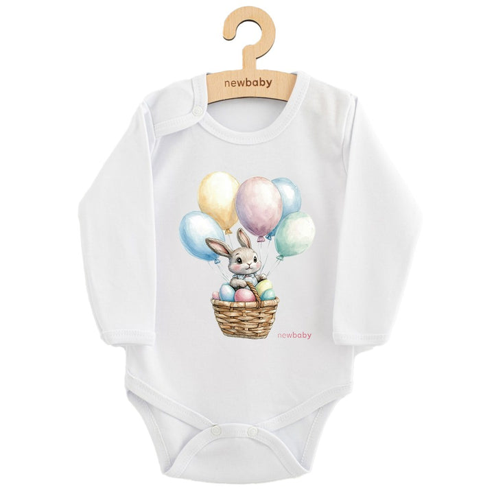 Babyromper met print New Baby Konijn met ballonnen