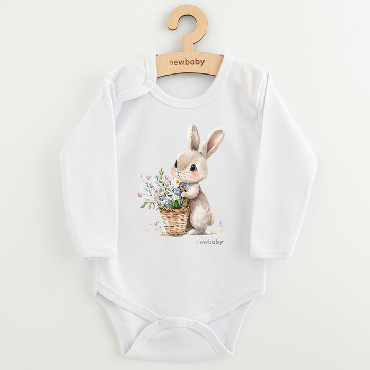Babyromper met print New Baby Konijn met bloemen