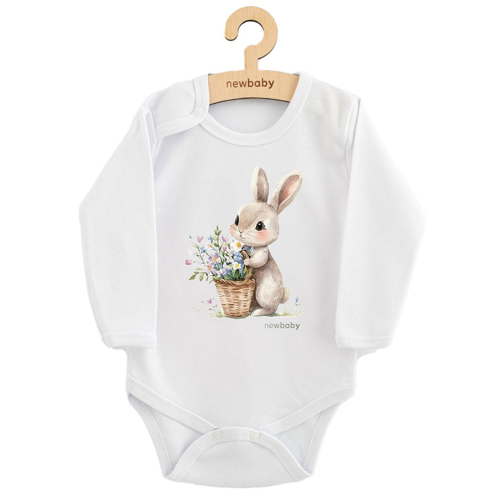 Babyromper met print New Baby Konijn met bloemen