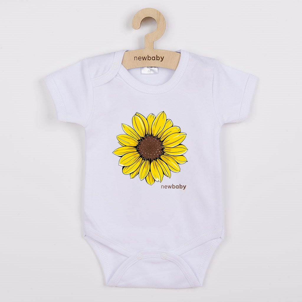 Babyromper met print New Baby Zonnebloem - korte mouw