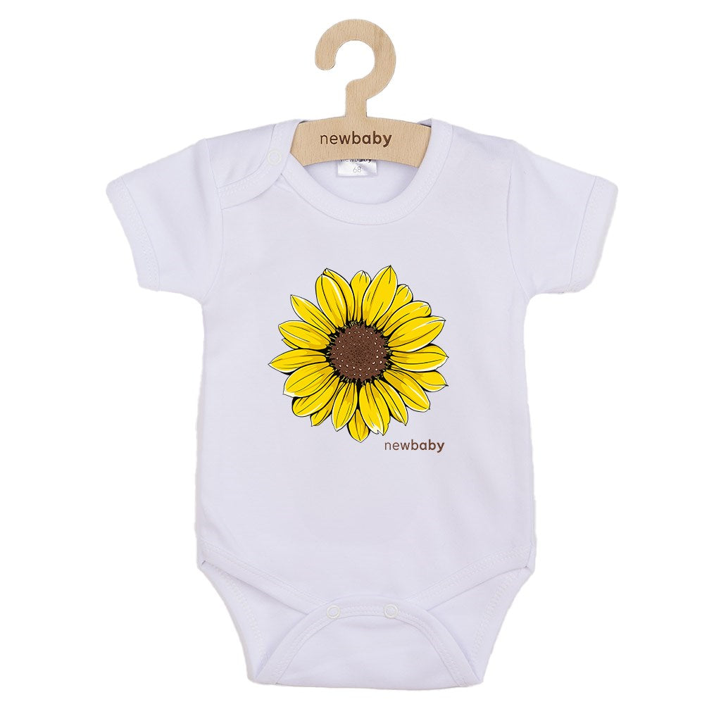 Babyromper met print New Baby Zonnebloem - korte mouw