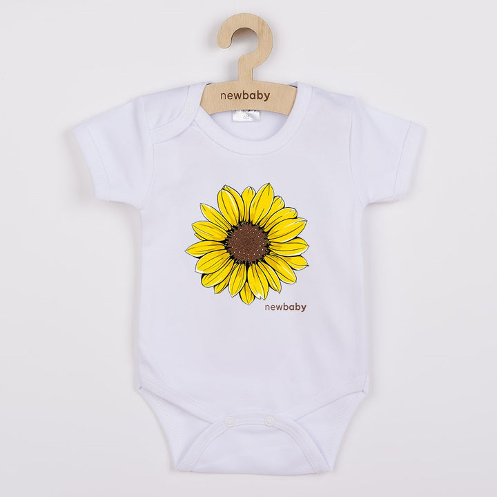 Babyromper met print New Baby Zonnebloem - korte mouw