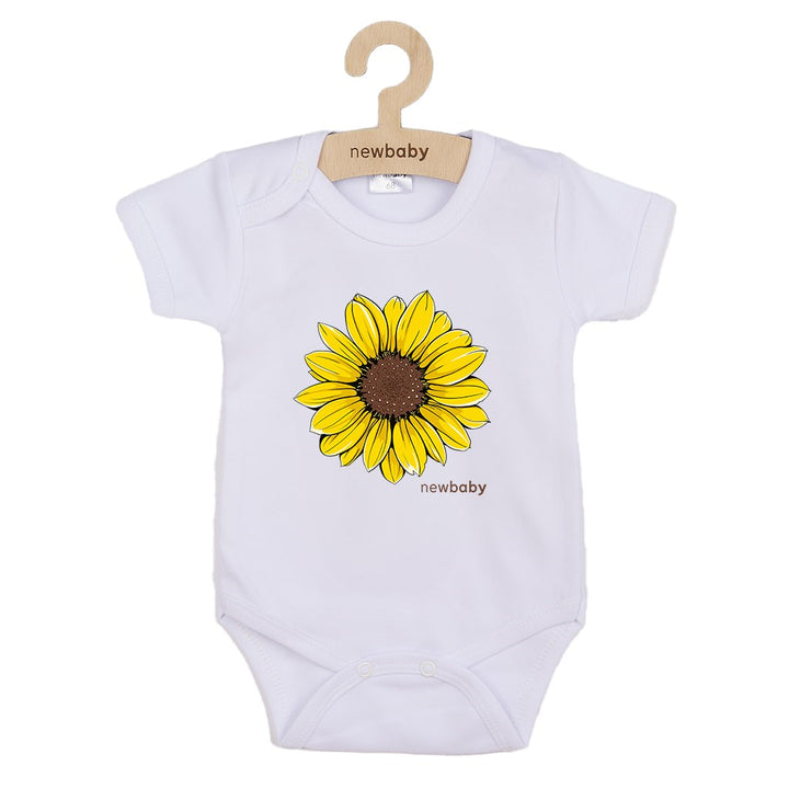 Babyromper met print New Baby Zonnebloem - korte mouw