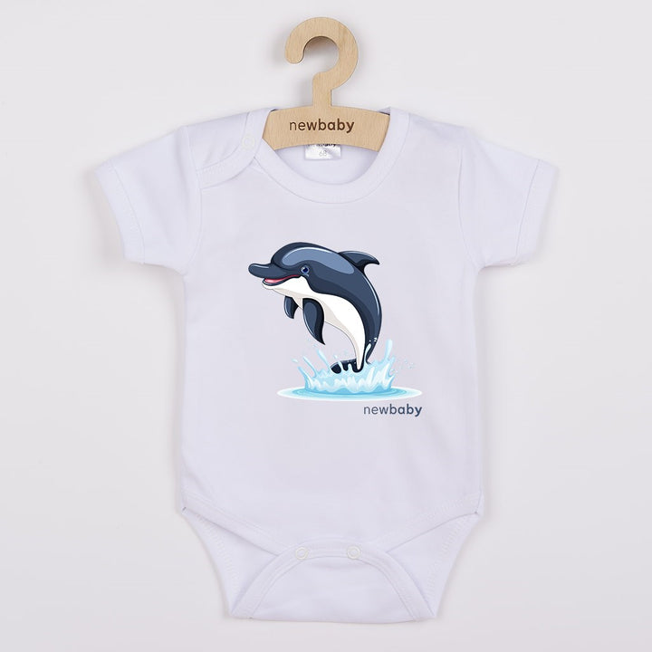 Babyromper met print New Baby Dolfijn - korte mouw