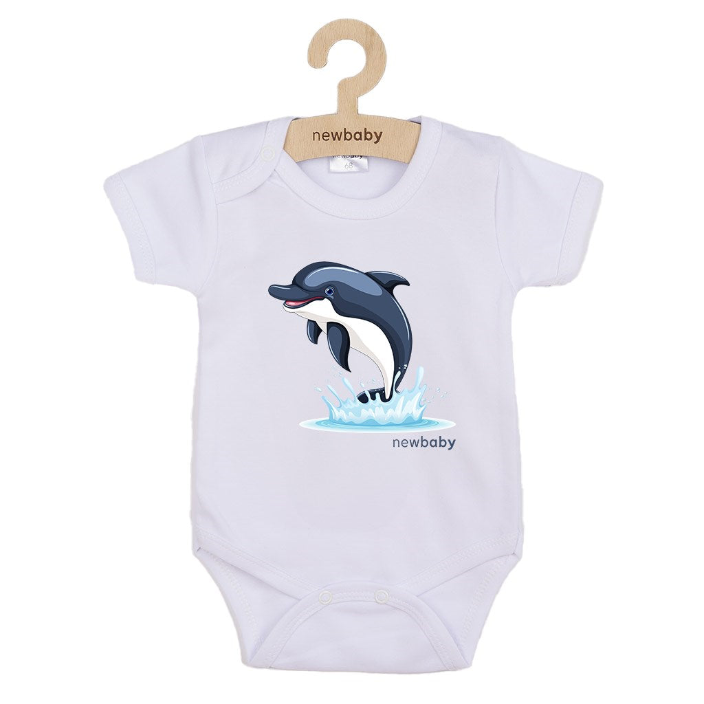 Babyromper met print New Baby Dolfijn - korte mouw