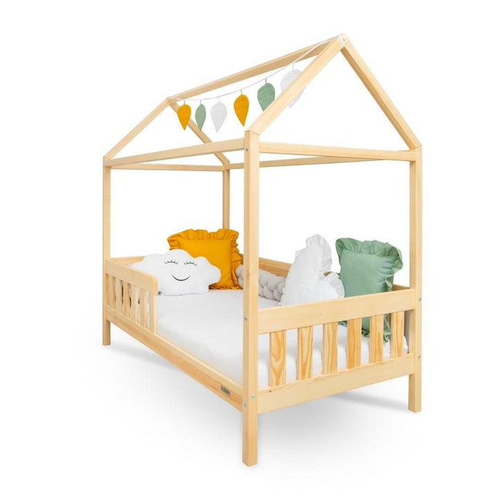 Kinderhuisbed met valbeveiliging en lattenbodem New Baby CASTELLO 160x80 cm naturel