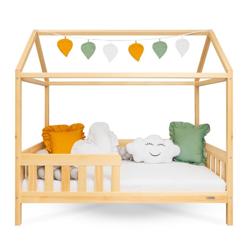 Kinderhuisbed met valbeveiliging en lattenbodem New Baby CASTELLO 160x80 cm naturel