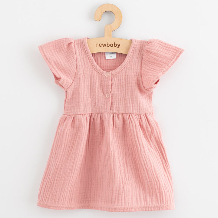 Mousseline babyjurk New Baby roze